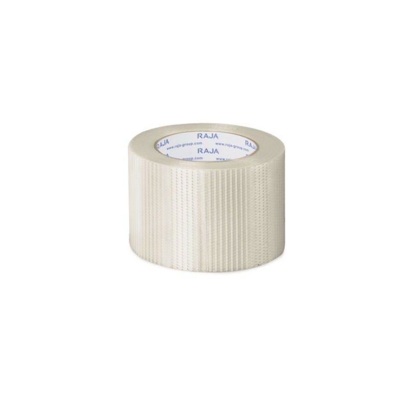 Ruban adhésif armé RAJA Armé chaîne et trame, 140 microns 75 mm x 50 m - Lot de 12