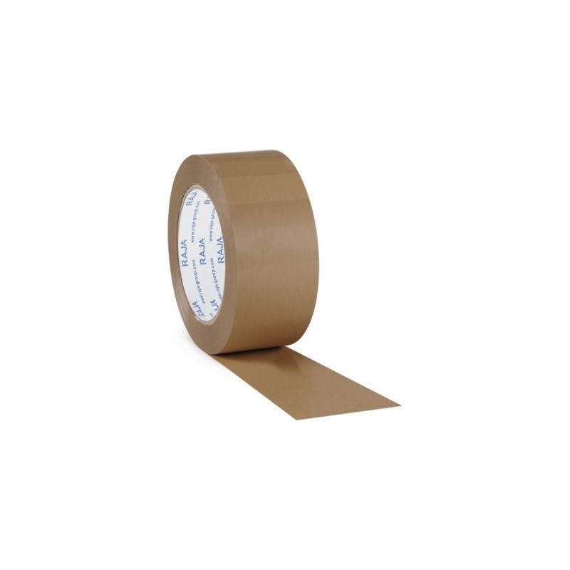 Ruban adhésif PVC havane RAJA Résistant, 32 microns 50 mm x 100 m - Lot de 36