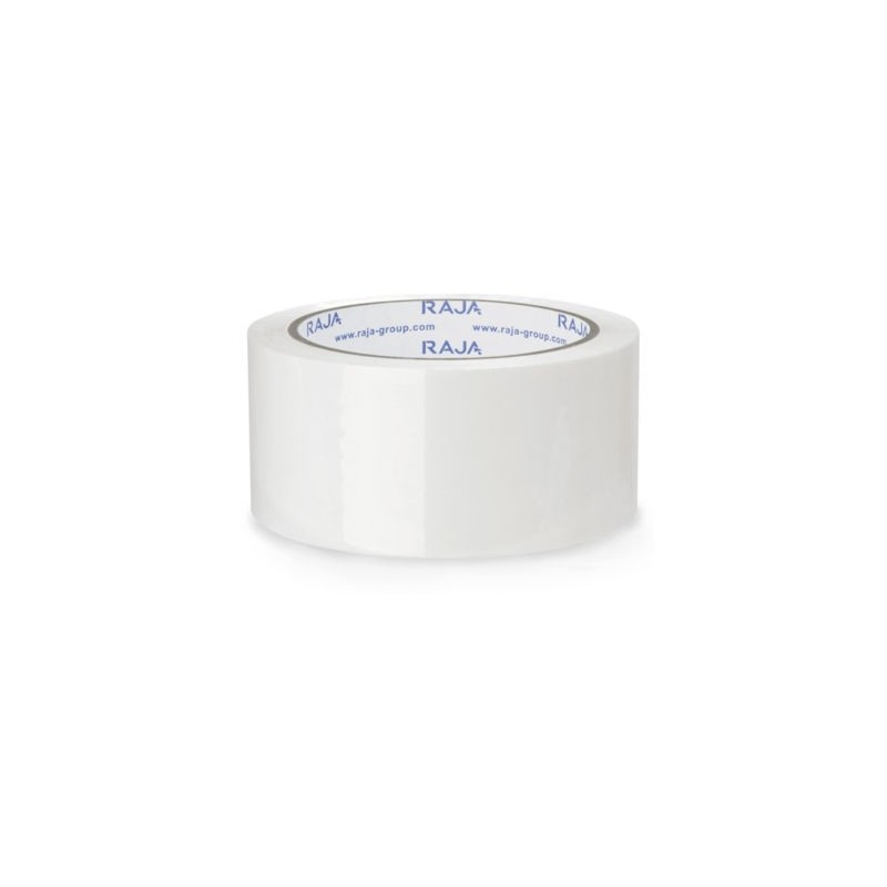Ruban adhésif polypropylène blanc RAJA Standard, 28 microns 48 mm x 100 m - Lot de 36