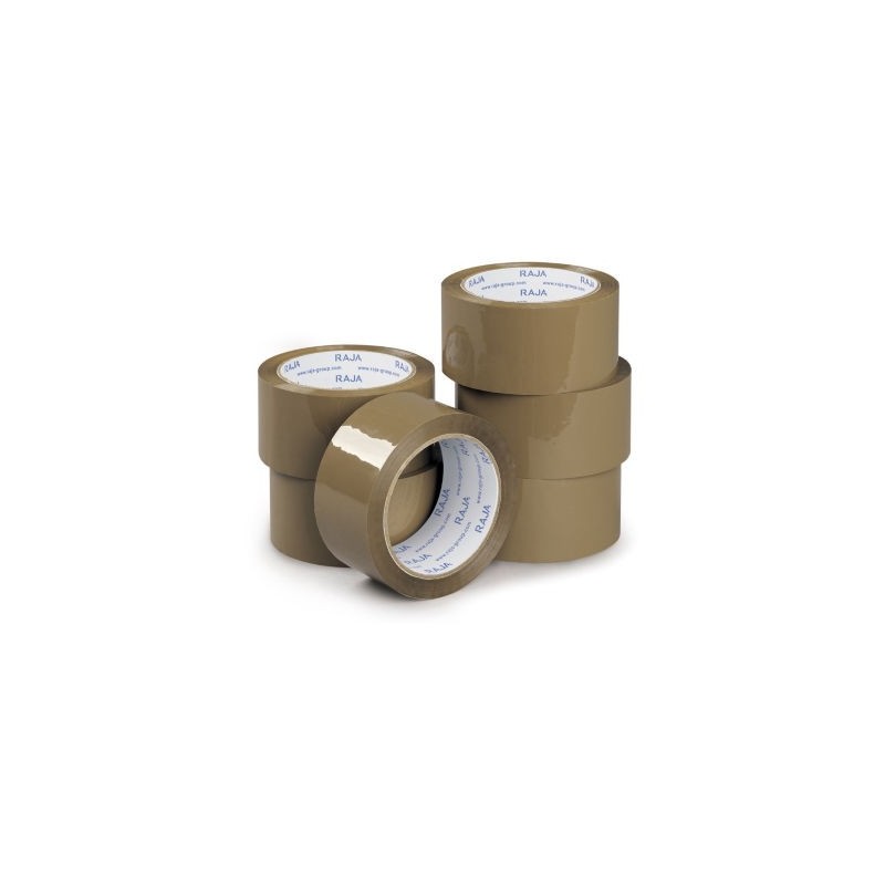 Ruban adhésif polypropylène havane RAJA Standard, 28 microns 48 mm x 66 m - Lot de 6