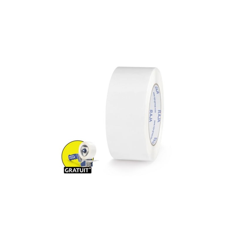 Ruban adhésif polypropylène silencieux blanc RAJA Résistant, 35 microns 50 mm x 100 m - Lot de 36