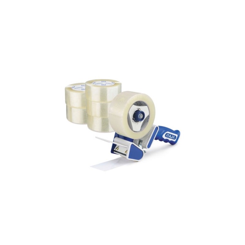 Pack dévidoir + 36 adhésifs polypropylène silencieux 35 microns RAJA transparent 50 mm x 66 m