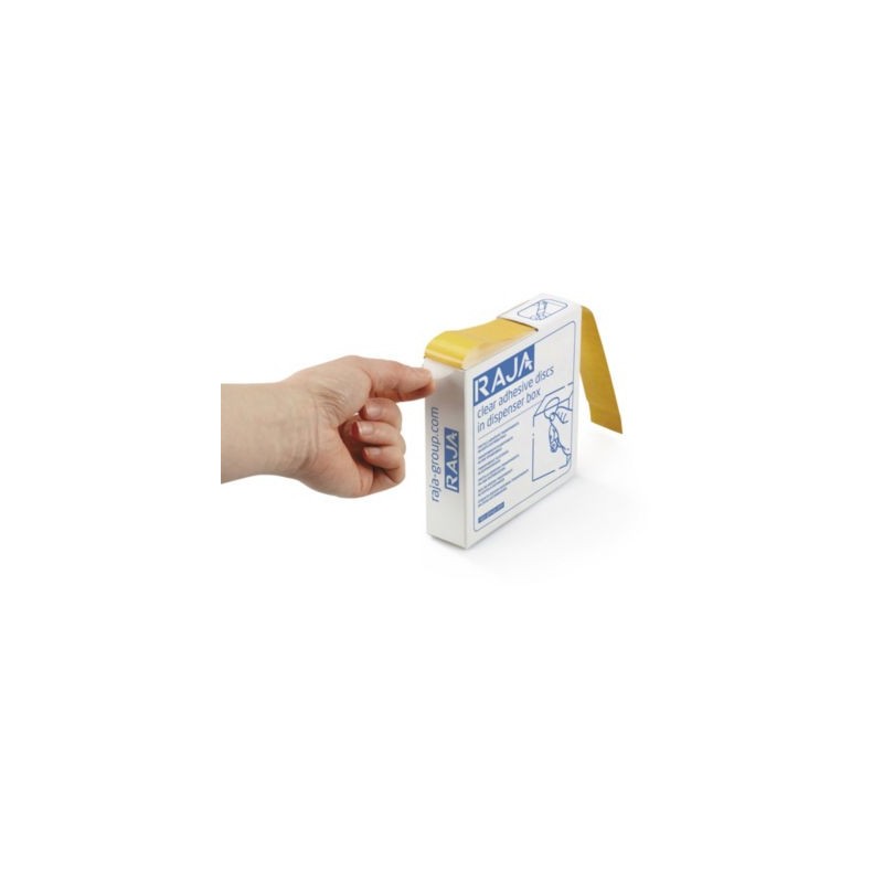 Pastille adhésive transparente en plastique forte adhésivité Ø 25 mm RAJA - Paquet de 2000
