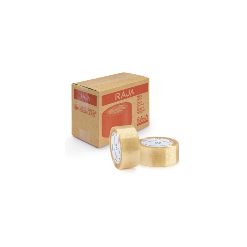Ruban adhésif polypropylène transparent RAJA Résistant, 32 microns 50 mm x 66 m - Lot de 6