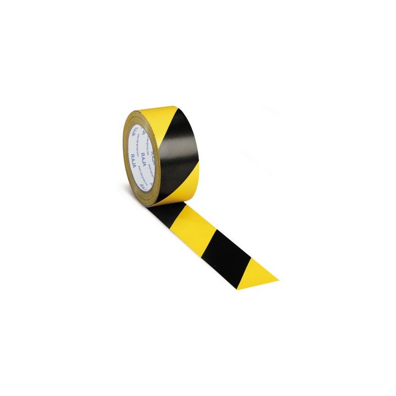 Ruban vinyle de marquage jaune / noir RAJA 50 mm x 33 m - Lot de 3
