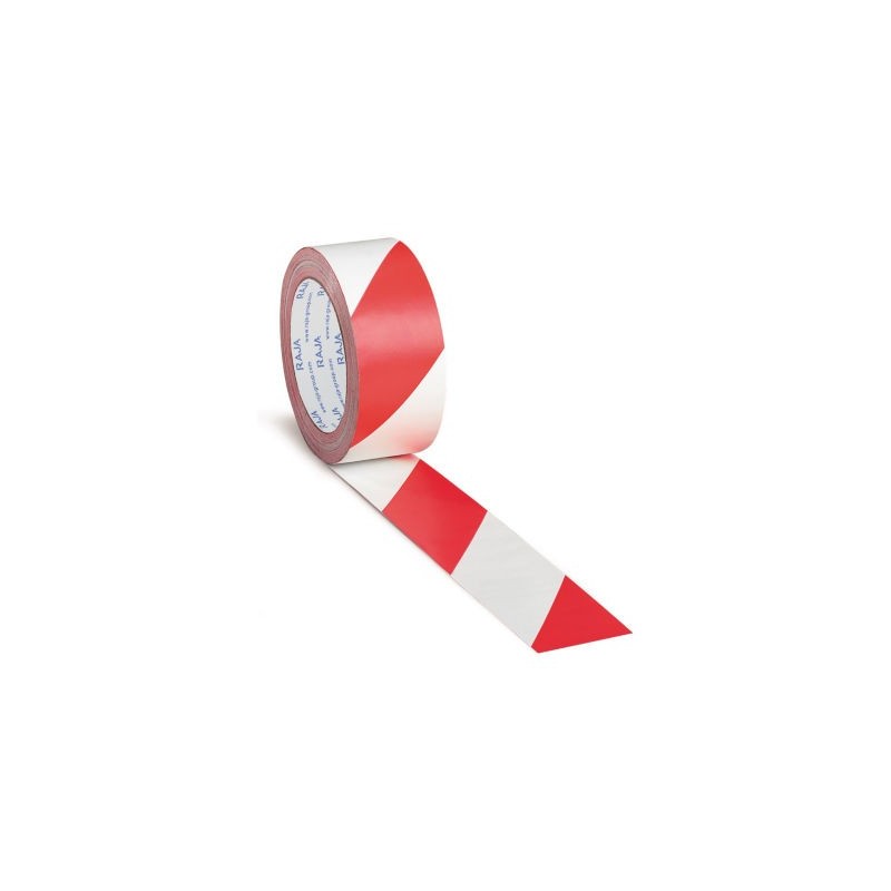 Ruban vinyle de marquage rouge / blanc RAJA 50 mm x 33 m - Lot de 3