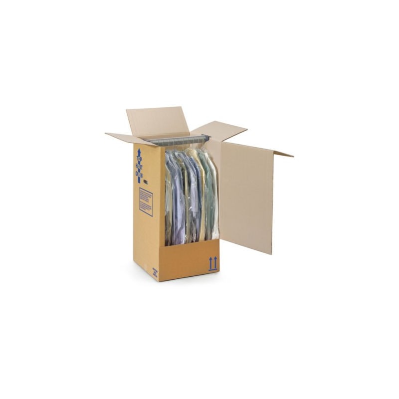 Caisse-penderie carton double cannelure 50x50x135 cm - Lot de 5