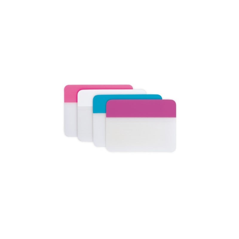 Marque-pages rigides Post-it 3M rose / blanc / bleu / violet - Lot de 6