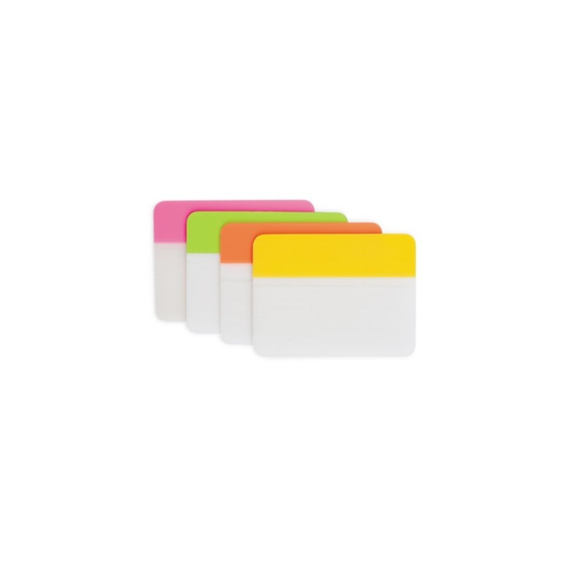 Marque-pages rigides Post-it 3M rose / vert / orange / jaune - Lot de 6