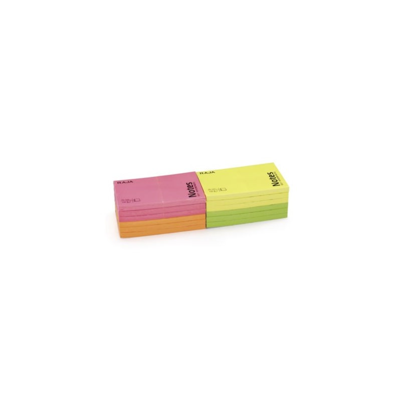 Notes repositionnables RAJA coloris assortis 76 x 127 mm 100 feuilles - Lot de 12