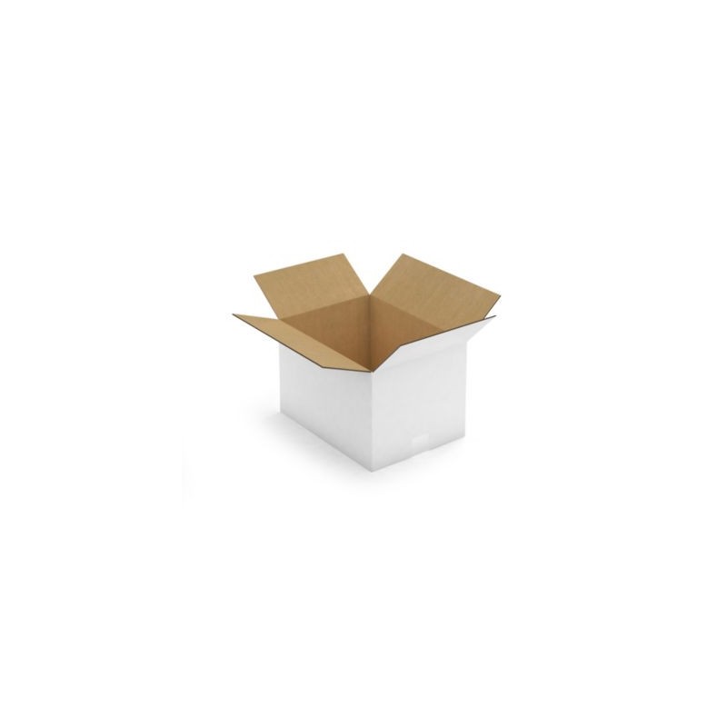 Caisse carton blanche double cannelure RAJA 38,5x28,5x25 cm - Lot de 15