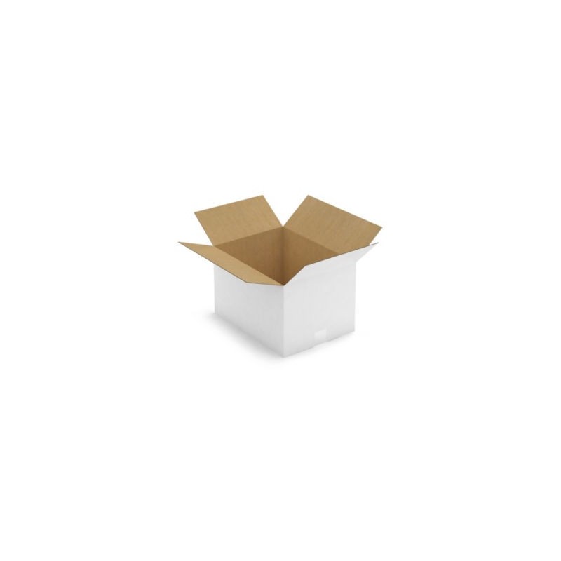 Caisse carton blanche simple cannelure RAJA 40x30x25 cm - Lot de 25