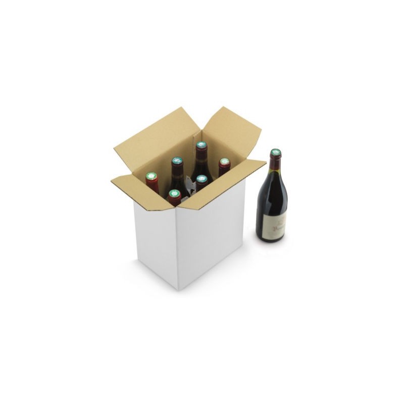 Caisse carton blanche pour bouteilles Bourgogne à montage instantané croisillons intégrés - Lot de 20