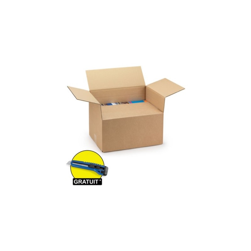 Caisse carton brune à hauteur variable double cannelure 75x55x20/40 cm - Lot de 10