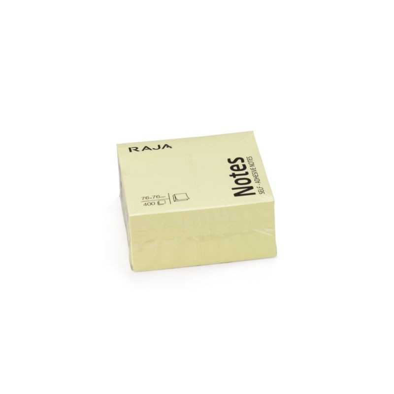 Notes repositionnables RAJA jaunes 76 x 76 mm 400 feuilles - Lot de 12