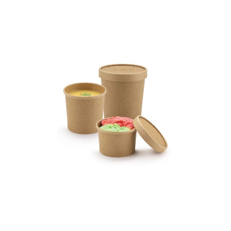 Couvercle carton brun pour pot carton RAJA 480 cc - Paquet de 500