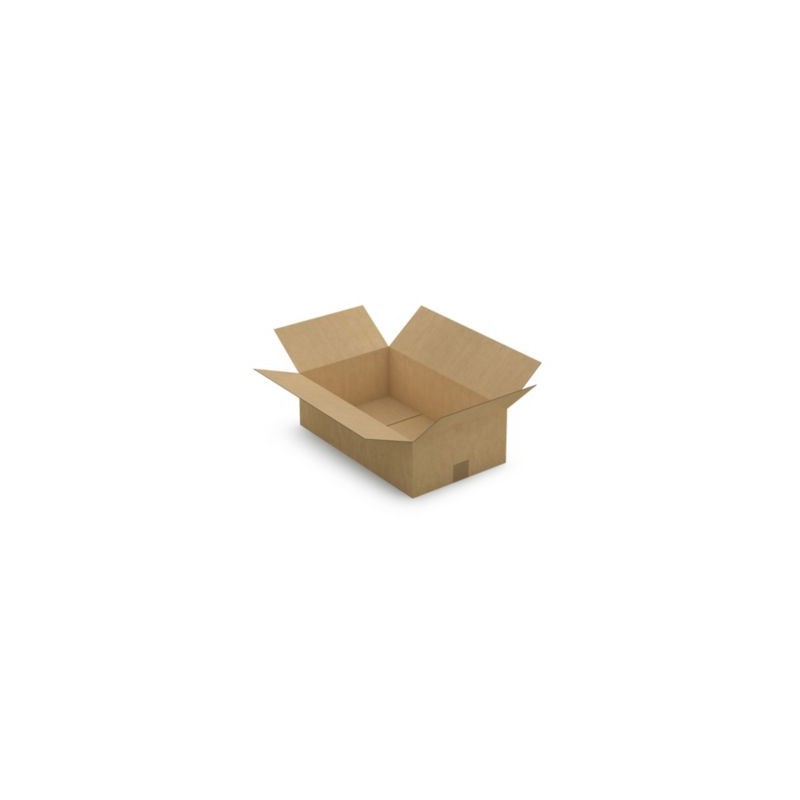Caisse carton plate brune simple cannelure RAJA 50x30x15 cm - Lot de 20