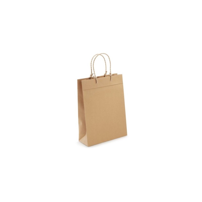 Sac kraft 70% recyclé à poignées tressées 26 x 35 x 10 cm - Paquet de 20