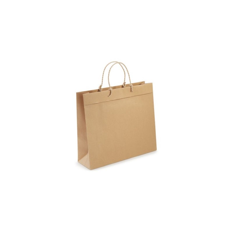 Sac kraft 70% recyclé à poignées tressées 40 x 35 x 12 cm - Paquet de 20