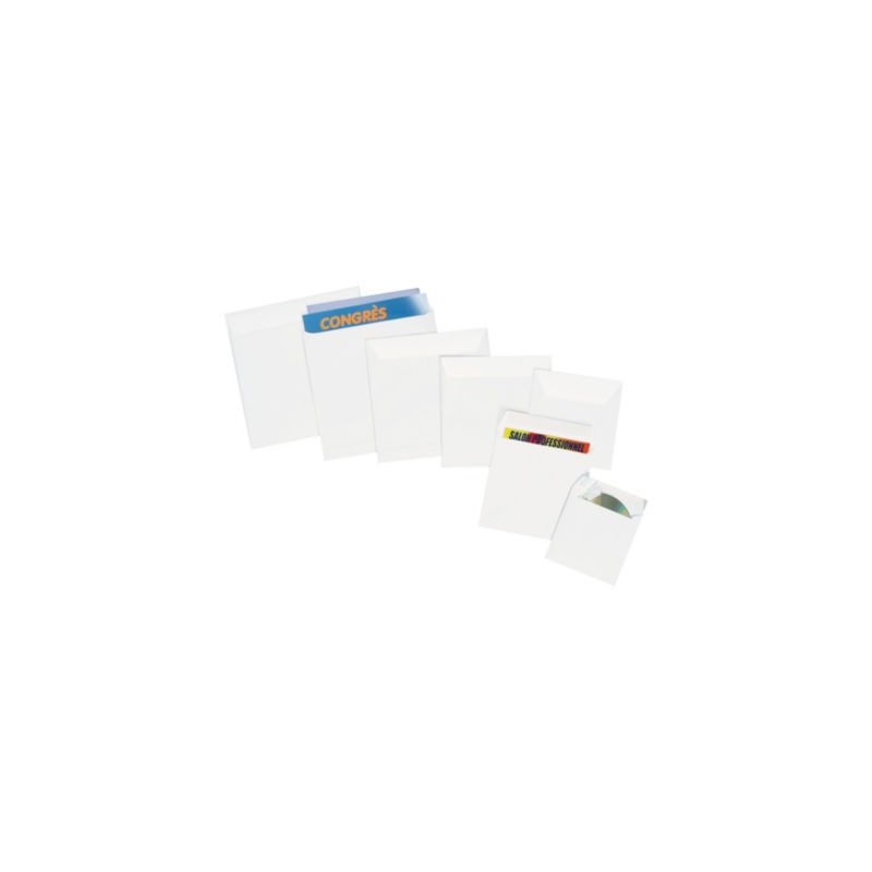 Enveloppe carrée vélin extra-blanc auto-adhésive sans fenêtre 120g/m² 205x205 mm - Paquet de 250