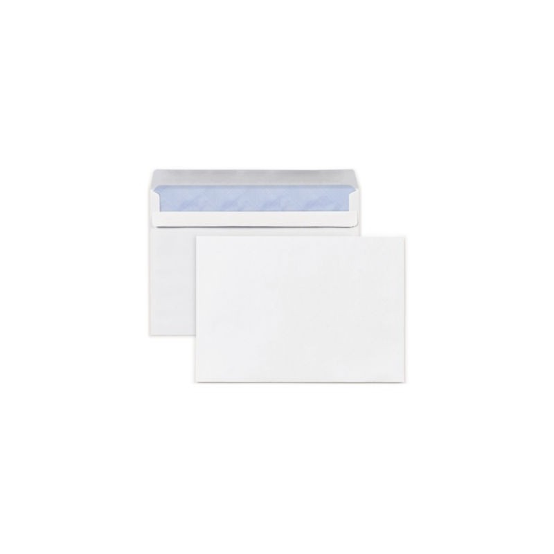 Enveloppe commerciale vélin blanc autocollante sans fenêtre 80 g/m² C5 - 162x229 mm - Paquet de 500