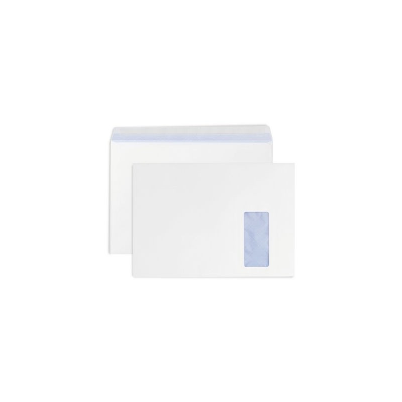 Enveloppe commerciale vélin blanc autocollante avec fenêtre 90 g/m² C4 - 229x324 mm - Paquet de 250