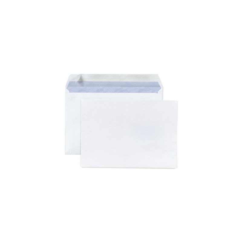 Enveloppe commerciale vélin blanc autocollante sans fenêtre 80 g/m² C5- 162x229 mm - Paquet de 500