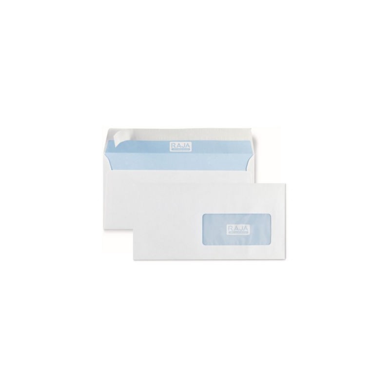 Enveloppe commerciale vélin blanc autocollante avec fenêtre 80 g/m² DL - 110x220 mm - Paquet de 500