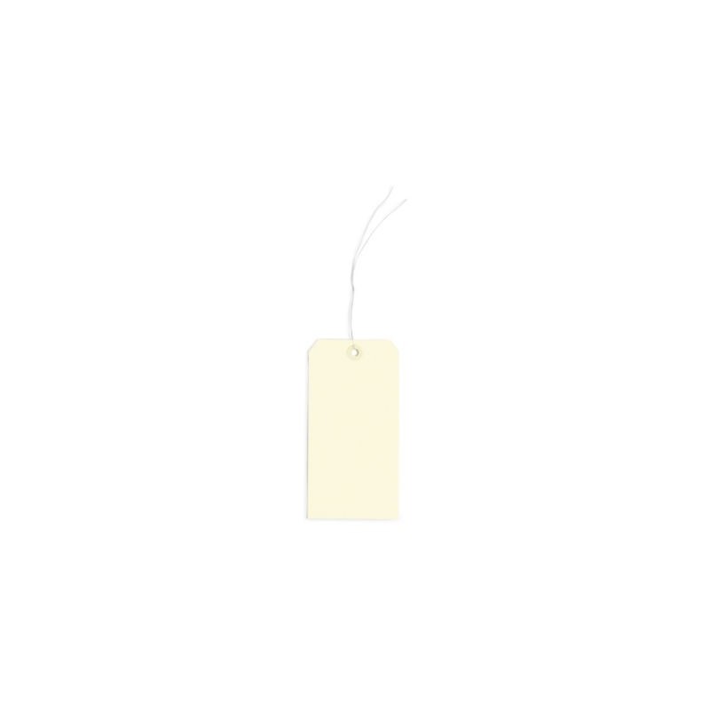 Étiquette américaine cartonnée beige avec attache métallique 64x26 mm - Paquet de 1000