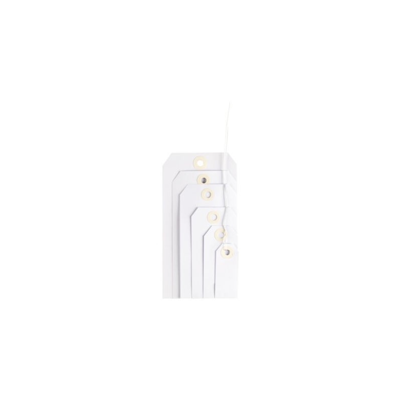 Étiquette américaine cartonnée blanche avec attache métallique 80x38 mm - Paquet de 1000