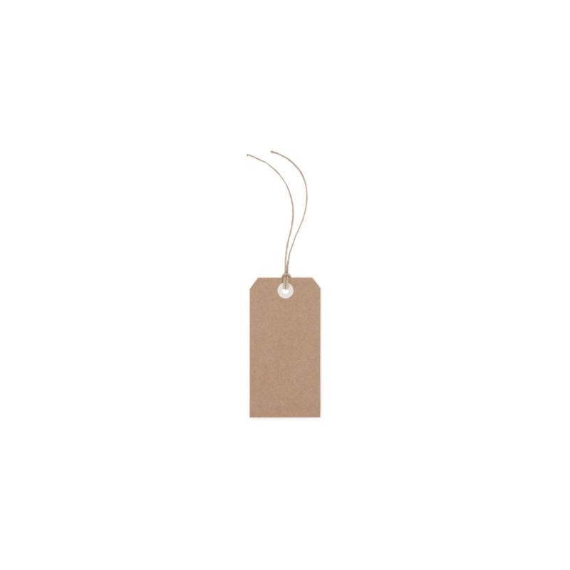 Étiquette américaine en kraft avec fil en lin non posé 125x63 mm - Paquet de 1000
