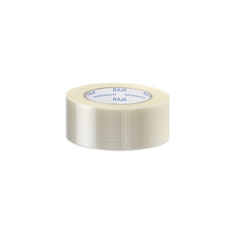 Ruban adhésif armé chaîne et trame, 140 microns RAJA 50 mm x 50 m - Lot de 18