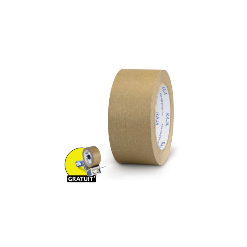 Ruban adhésif en papier kraft RAJA Standard 57 g/m² brun 50 mm x 50 m - Lot de 36