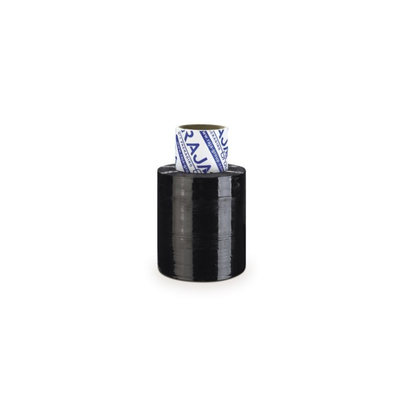 Film étirable 30% recyclé en mini-bobines de 100 mm x 150 m noir opaque 23 microns RAJA - Lot de 20