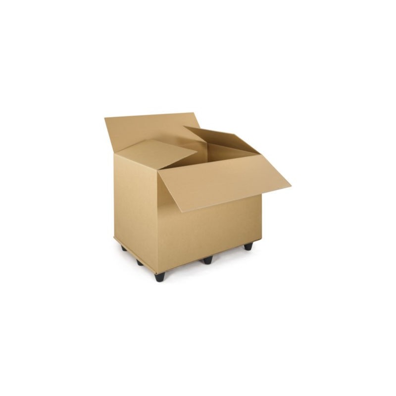 Caisse-palette carton INTERPAL® avec plots plastiques 118x84x80 cm 300kg - Lot de 2