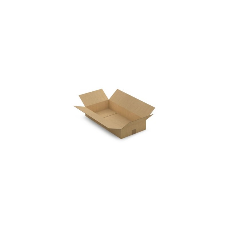 Caisse carton plate brune simple cannelure RAJA 60x30x10 cm - Lot de 20