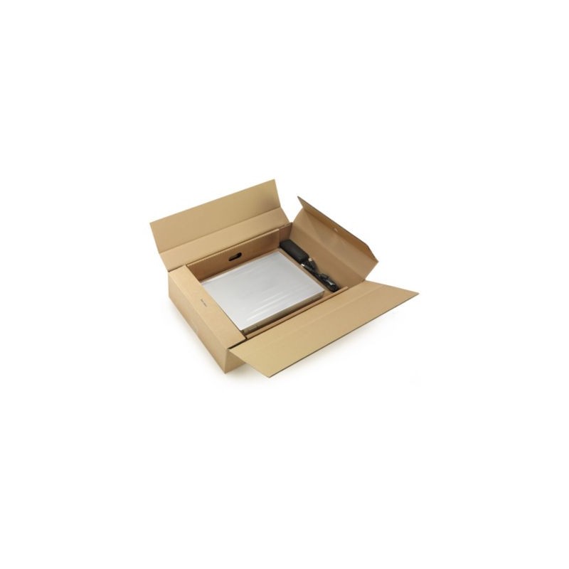 Caisse carton brune pour ordinateur portable avec calage film 55,5X37X13 cm - Lot de 10