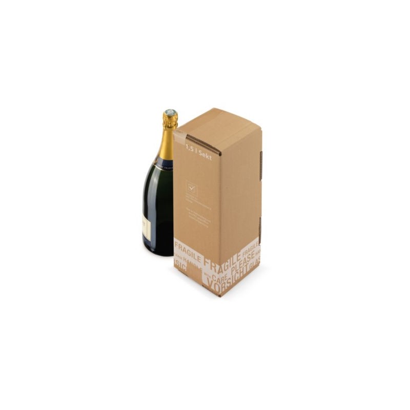 Caisse carton d'expédition bouteilles avec croisillons renforcés à montage manuel 1 Magnum de vin ou Champagne - Lot de 20