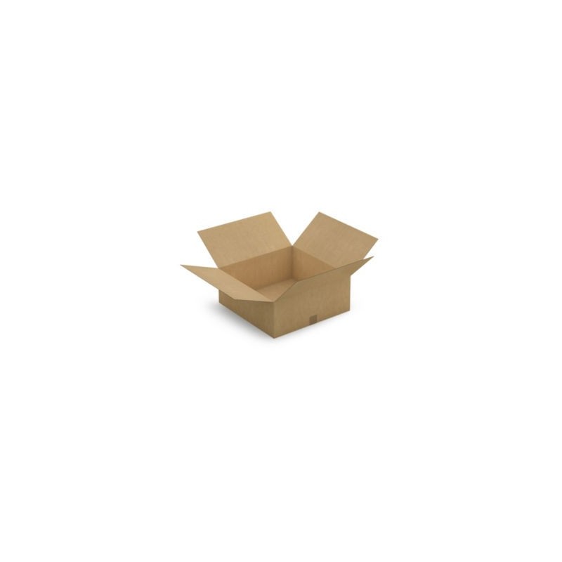 Caisse carton brune simple cannelure à base carrée RAJA 50x50x20 cm - Lot de 20