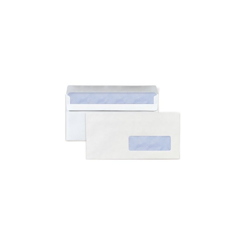 Enveloppe commerciale vélin blanc autocollante avec fenêtre 80g/m² DL - 110x220 mm - Paquet de 500