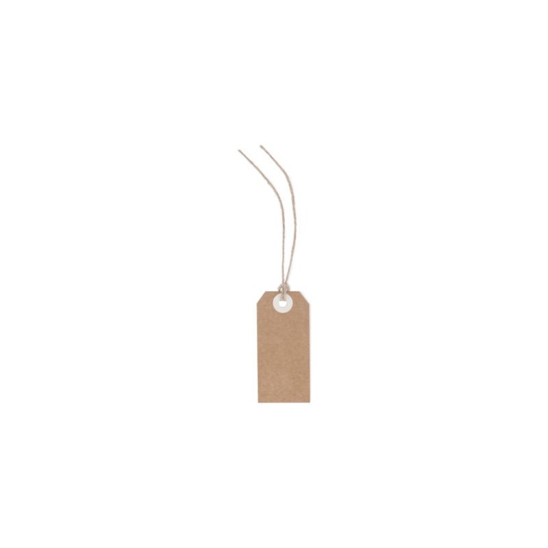 Étiquette américaine en kraft avec fil en lin non posé 80x38 mm - Paquet de 1000