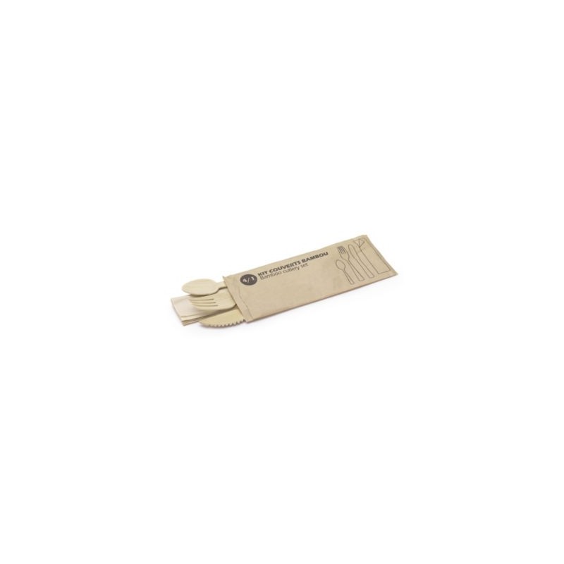 Kit couverts en bambou 4 pièces - Paquet de 500