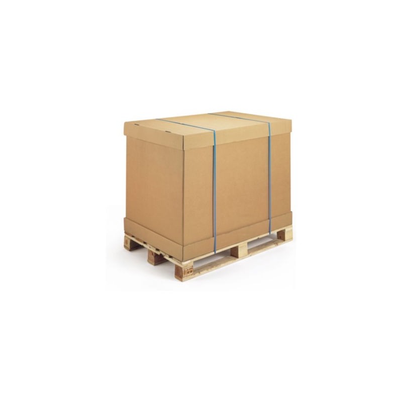 Ensemble caisse carton modulable brun (fond + ceinture + coiffe) 117,5x100x60 cm - Paquet de 4