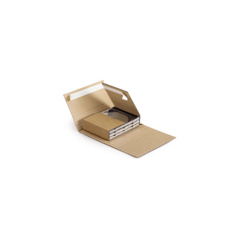 Etui-croix carton brun avec fermeture adhésive 1 a 4 CD - Lot de 25