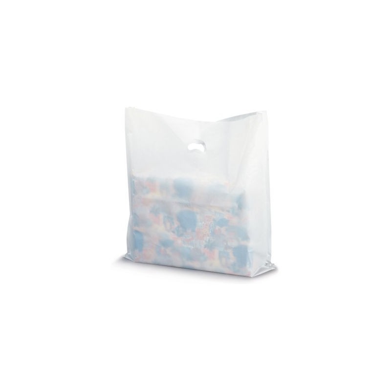 Sac plastique blanc grand volume à poignées découpées 58 x 65 x 10 cm - Paquet de 50