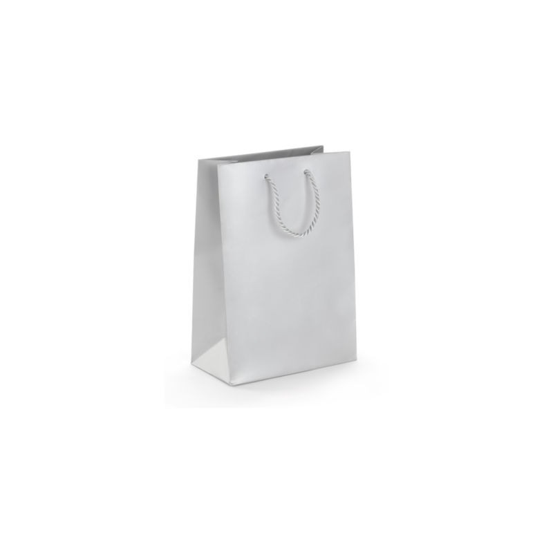 Sac pelliculé mat argent à poignées cordelières 19 x 27 x 10 cm - Paquet de 25