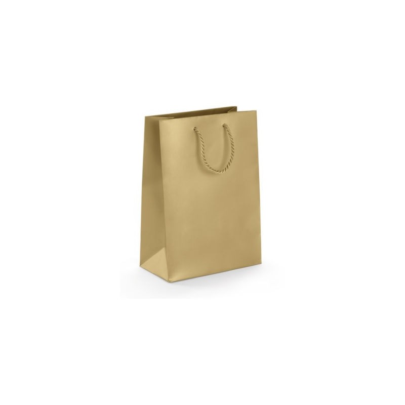 Sac pelliculé mat or à poignées cordelières 19 x 27 x 10 cm - Paquet de 25