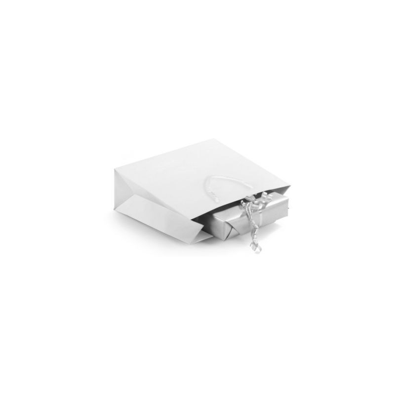 Sac pelliculé mat blanc à poignées cordelières 30 x 25 x 10 cm - Paquet de 25