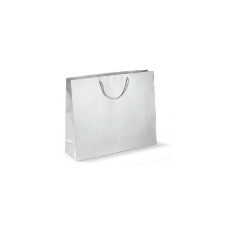 Sac pelliculé mat argent à poignées cordelières 55 x 45 x 15 cm - Paquet de 25