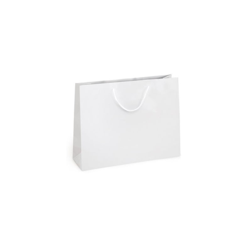 Sac pelliculé mat blanc à poignées cordelières 55 x 45 x 15 cm - Paquet de 25